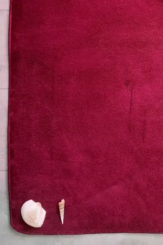 Ultrasoft Plain Plum 3-Piece Bathroom Rug Mat Set Non-Slip Leather Based Washable Toilet Seat Cover Set-Plum - 6