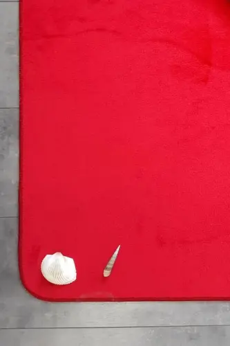 Ultrasoft Tekis Qizil 3'lü Hammom Gilam Patalog'i To'plami Sirpanmaydigan Teri Taglik Yuviladigan Unitaz Dasta-Qizil - 6