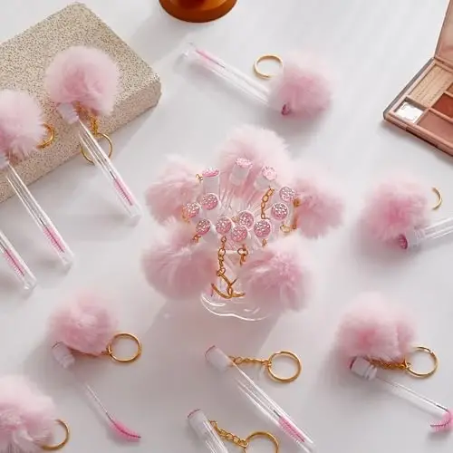 Улучшенный набор из 48 одноразовых щеточек для туши, включающий 24 щетки с кристаллами и 24 многоразовых пустых тюбика-брелока для щеточек - UPGRADE (1)