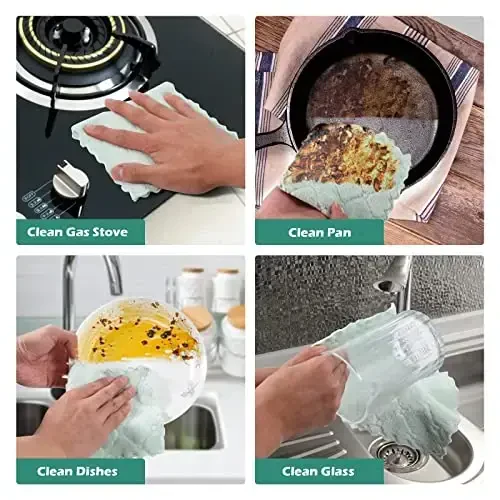 UMANI 12 Pack Kitchen Dish Cloths, Ultra Soft Absorbent Quick Drying Dish Towels, Nonstick Oil Microfiber Cleaning Cloth, Machine Washable Coral Fleece Cleaning Rags (Multicolor) - 5