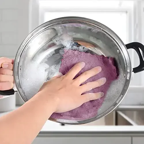 UMANI 12 Pack Kitchen Dish Cloths, Ultra Soft Absorbent Quick Drying Dish Towels, Nonstick Oil Microfiber Cleaning Cloth, Machine Washable Coral Fleece Cleaning Rags (Purple) - 7