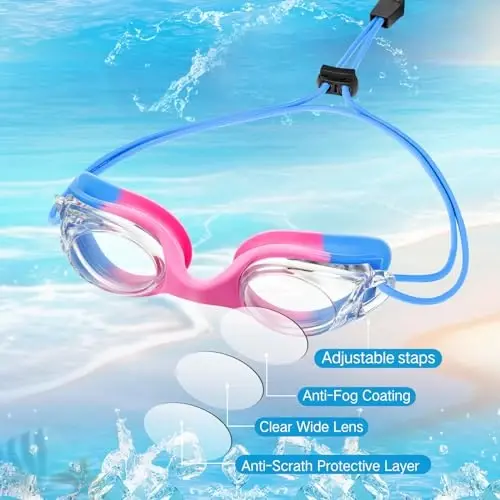 Umigy Kids Swim Goggles No Leaking Anti Fog Racing Toddler Summer Swimming Goggles Glasses with Adjust Bungee Strap - 3