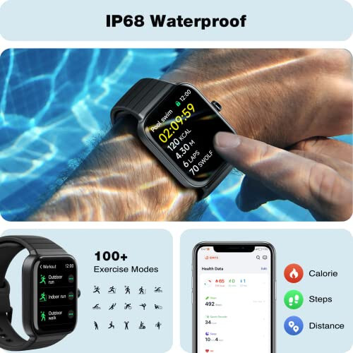 Fitpolo Smart Watch for Men Women,1.8” Touchscreen, Bluetooth Call, Alexa Built-in,24/7 Heart Rate, SpO2 Monitor, Step Counting, Sleep Tracking,IP68 Waterproof Fitness Tracker Watch for Android iPhone - 5