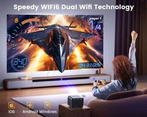 Умный 4K WiFi-Bluetooth-проектор Wimius Native 1080P с 7000+ приложений, 700 ANSI для домашнего кинопроектора, лицензия Netflix, поддержка Dolby, автофокус/трапеция - 6