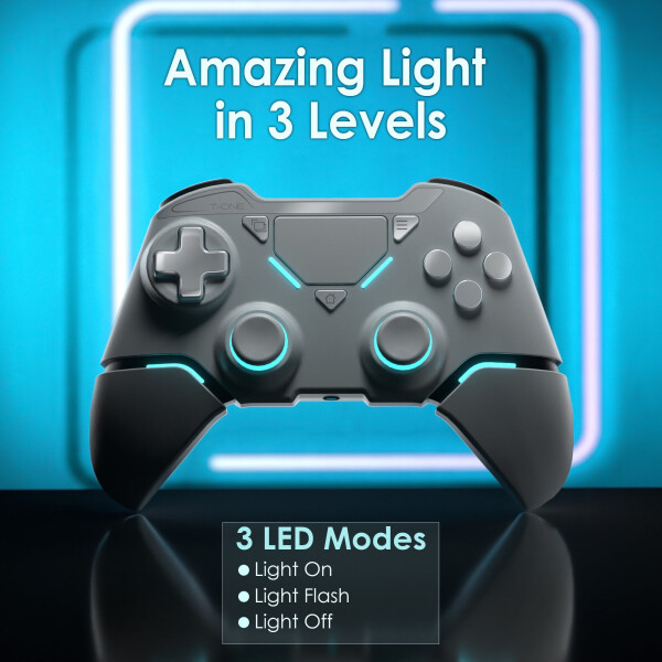 UModazone Kablosuz PS4/Pro/Slim/PC için Kumanda, Bluetooth Gamepad Uzaktan Joystick'i LED Işık/Çift Darbe/Dokunmatik Yüzey/Stereo Kulaklık Girişi/Altı Eksenli Hareket/Programlanabilir/Turbo, Teknoloji Beyazı - 2