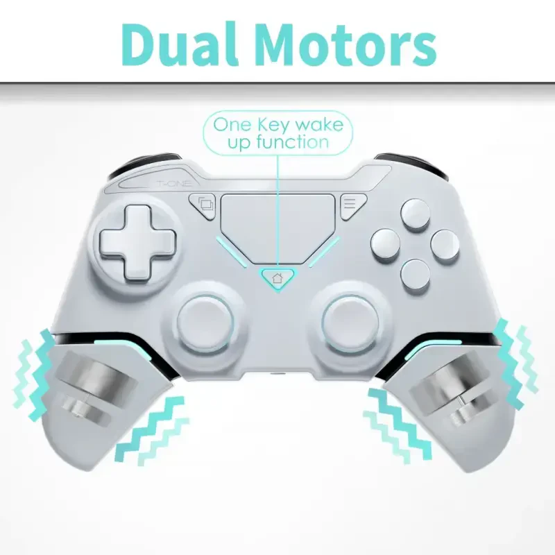 UModazone Wireless Controller for P4/Pro/Slim/PC,Bluetooth Gamepad Remote Joystick with LED Light/Double Shock/Touchpad/Stereo Headphone Jack/Six-axis Motion/Programmable/Turbo,Technology White-WHITE - 5