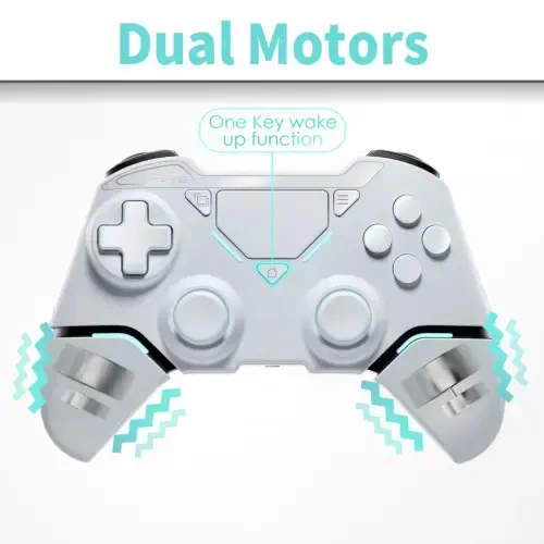 UModazone Wireless Controller for PS4/Pro/Slim/PC,Bluetooth Gamepad Remote Joystick with LED Light/Double Shock/Touchpad/Stereo Headphone Jack/Six-axis Motion/Programmable/Turbo, Technology White - 5