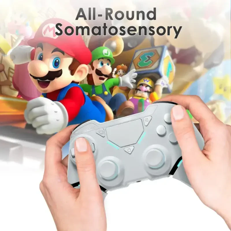 UModazone Wireless Controller for PS4/Pro/Slim/PC,Bluetooth Gamepad Remote Joystick with LED Light/Double Shock/Touchpad/Stereo Headphone Jack/Six-axis Motion/Programmable/Turbo, Technology White - 9