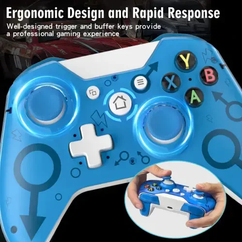 UModazone Wireless PC Controller for Xbox One/One Elite/One S/One X/Series S/Series X/PS3/PC,Xbox 1 Controller Wireless with 2.4G Adapter Dual Vibration, Blue[Need Update]-BLUE - 5