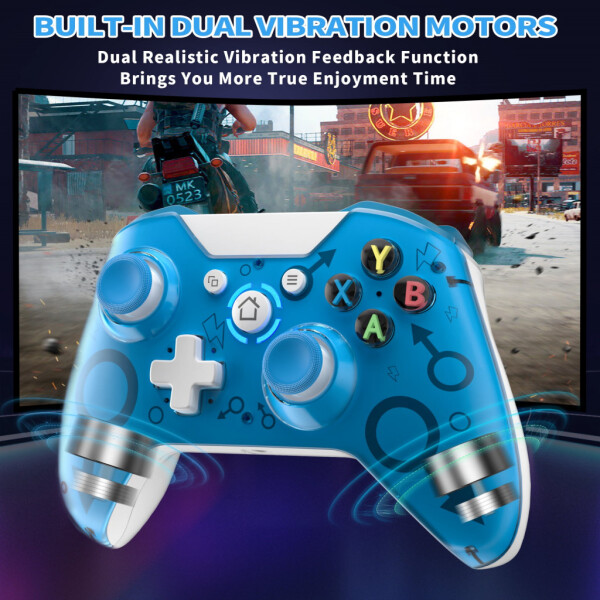 UModazone Xbox One Wireless Controller for Xbox One/One Elite/One S/One X/Series S/Series X/PS3/PC,Xbox 1 Controller Wireless with 2.4G Adapter Dual Vibration, Blue[Need Update] - 3