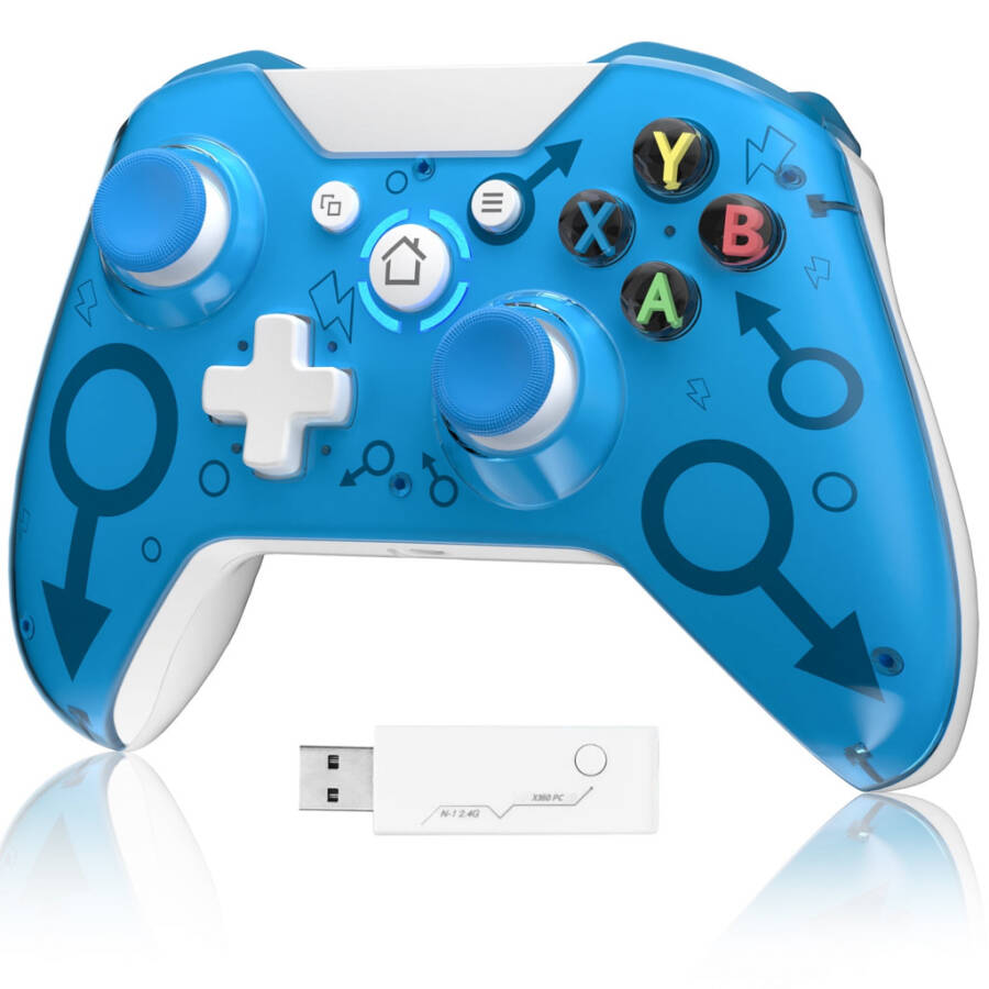 UModazone Xbox One Wireless Controller for Xbox One/One Elite/One S/One X/Series S/Series X/PS3/PC,Xbox 1 Controller Wireless with 2.4G Adapter Dual Vibration, Blue[Need Update] - 8
