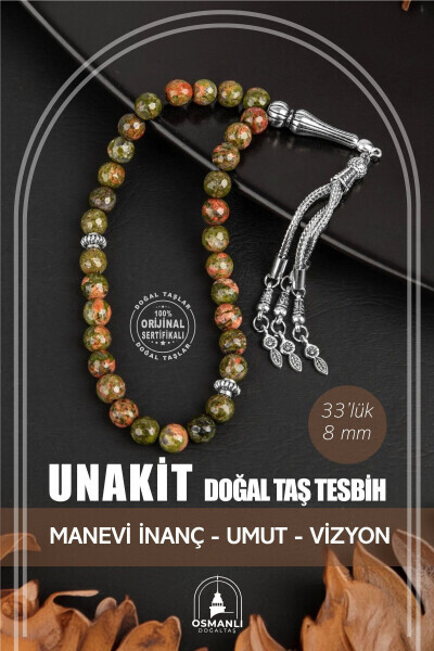 Unakite Natural Stone Prayer Beads (33 beads - 8mm) - OSMANLI DOĞAL TAŞ