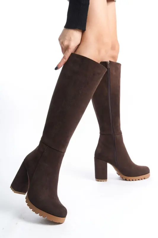 Unal Ozer Coffee Suede Women's Daily Boot Un001-0118-COFFEE SUEDE - 1