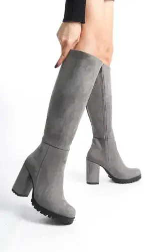 Unal Özer Grisüet Kadın Günlük Çizme Un001-0118-GRİ SÜET - ÜNAL ÖZER (1)