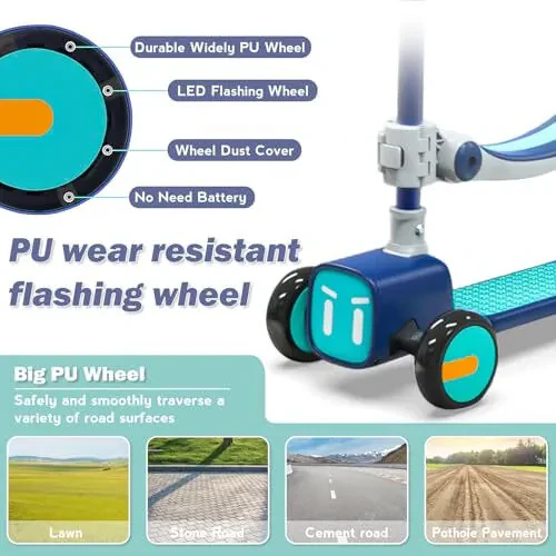 Unbreakable & Never Fall Down 2-in-1 Scooters Kids 3 Wheel Kick Scooter for Boys Girls Ages 3-8, Adjustable Height & Seat, Widened Non-Slip Deck, More Safer for Beginner Toddlers - 3