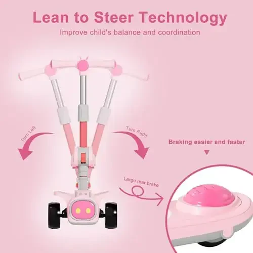 Unbreakable & Never Fall Down 2-in-1 Scooters Kids 3 Wheel Kick Scooter for Boys Girls Ages 3-8, Adjustable Height & Seat, Widened Non-Slip Deck, More Safer for Beginner Toddlers - 5