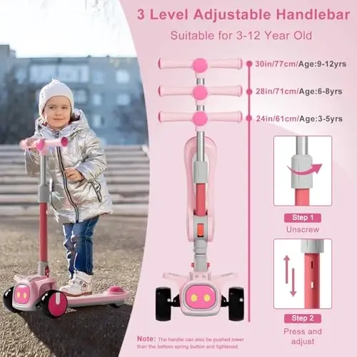 Unbreakable & Never Fall Down 2-in-1 Scooters Kids 3 Wheel Kick Scooter for Boys Girls Ages 3-8, Adjustable Height & Seat, Widened Non-Slip Deck, More Safer for Beginner Toddlers - 3