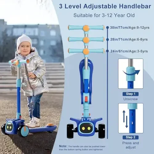 Unbreakable & Never Fall Down 2-in-1 Scooters Kids 3 Wheel Kick Scooter for Boys Girls Ages 3-8, Adjustable Height & Seat, Widened Non-Slip Deck, More Safer for Beginner Toddlers - 3