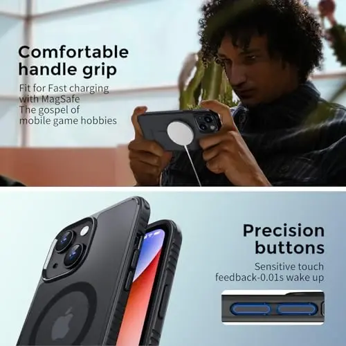 UNBREAKcable Case for iPhone 14 & iPhone 13, [Compatible with MagSafe] [Military Grade Shockproof] [Non-Slip] Translucent Matte Back and Soft TPU Edge Protective Case for iPhone 14/13 6.1