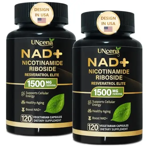 UNCena NAD Supplement 1500mg - Liposomal NAD+ Nicotinamide Riboside with Resveratrol, NAD Plus Boosting - Support Cellular Health, Stamina & Healthy Aging for Women & Men- Pack of 2 - MODAZONE