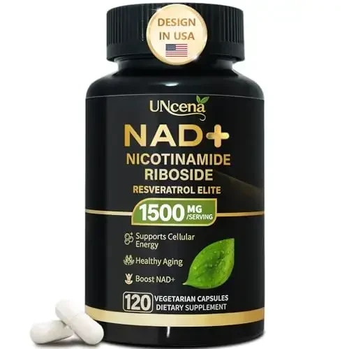 UNcena NAD Supplement 1500mg - Liposomal NAD+ Nikotinamid Ribosid Resveratrol bilan, NAD Plusni oshirish - Ayollar va erkaklar uchun hujayra salomatligini, chidamlilikni va sog'lom qarishni qo'llab-quvvatlash - 120 kapsula - 4