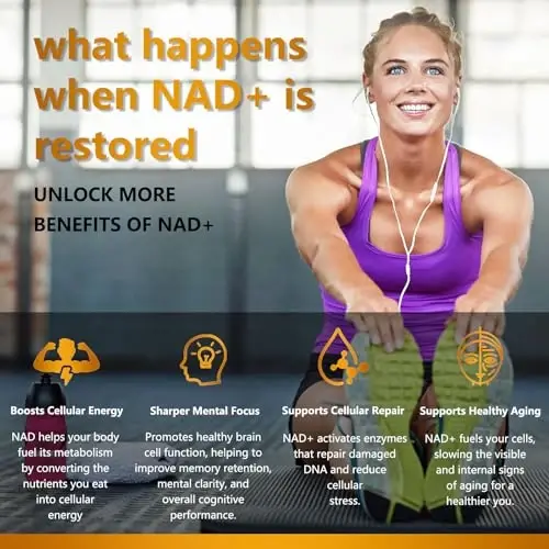 UNCena NAD Supplement 1500mg - Липосомальный NAD+ Никотинамид Рибозид с Ресвератролом, Повышение уровня NAD Plus - Поддержка клеточного здоровья, выносливости и здорового старения для женщин и мужчин - Упаковка из 2 штук - 3