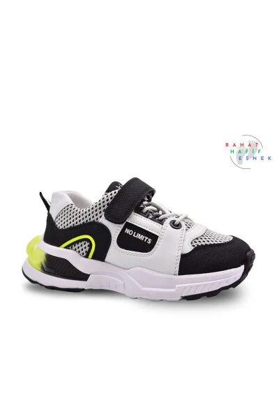 Unden Single Velcro Elastic Mesh Detailed Boys' Sports Shoes Black - 9