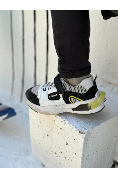 Unden Single Velcro Elastic Mesh Detailed Boys' Sports Shoes Black - 10