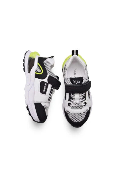 Unden Single Velcro Elastic Mesh Detailed Boys' Sports Shoes Black - 16