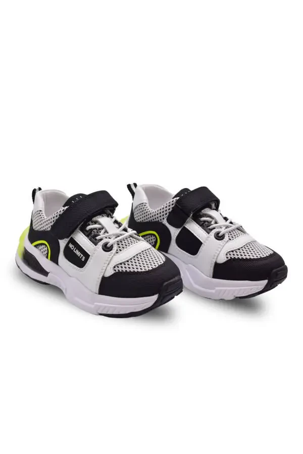 Unden Single Velcro Elastic Mesh Detailed Boys' Sports Shoes Black - 7