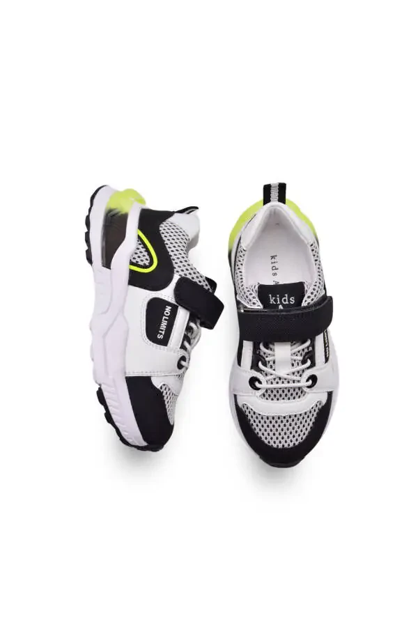 Unden Single Velcro Elastic Mesh Detailed Boys' Sports Shoes Black - 8