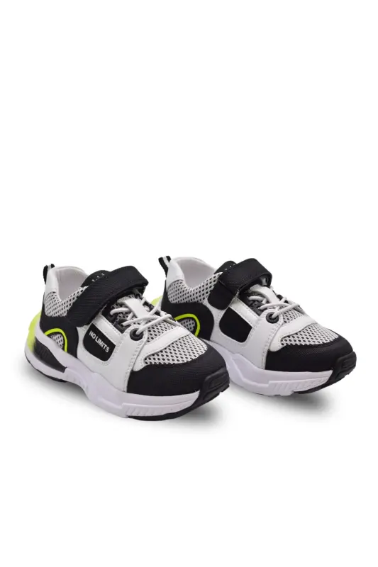 Unden Single Velcro Elastic Mesh Detailed Boys' Sports Shoes Black - 6