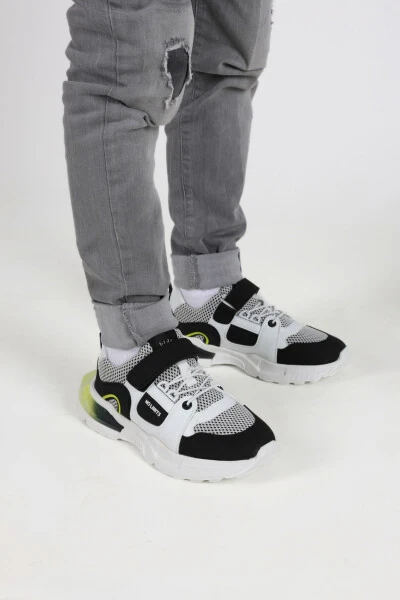 Unden Tek Cırtlı Lastikli File Detaylı Erkek Çocuk Spor Ayakkabı Siyah - Modazone (1)