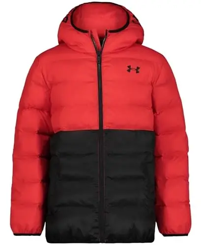 Under Armour Boys' Pronto Colorblock Puffer Jacket, Mid-Weight, Zip Up Closure, Repels Water - MODAZONE