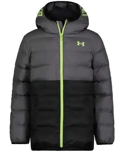 Under Armour boys Pronto Colorblock Puffer Jacket, Mid-weight, Zip Up Closure, Repels Water - 1