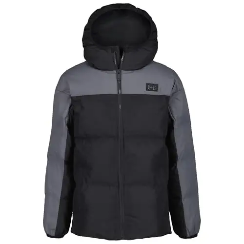 Under Armour o'g'il bolalar Pronto Colorblock Puffer Kurtka, O'rta vaznli, Fermuarli, Suv o'tkazmaydi - UNDER