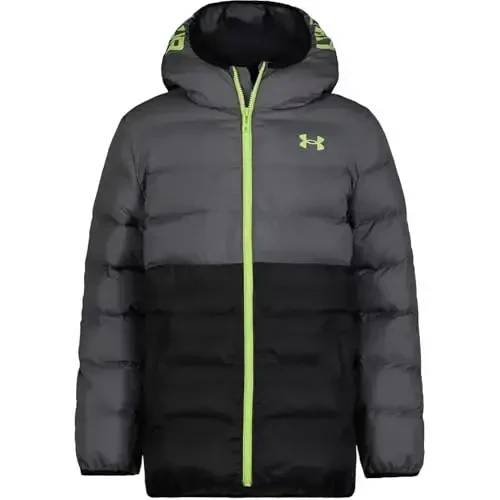 Under Armour o'g'il bolalar Pronto Colorblock Puffer Kurtka, O'rta vaznli, Fermuarli, Suv o'tkazmaydi - 1