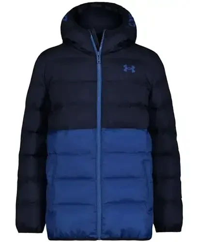 Under Armour o'g'il bolalar Pronto Colorblock Puffer Kurtkasi, O'rta vaznli, Fermuarli, Suv o'tkazmaydi - 1