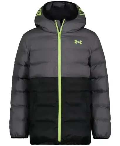 Under Armour o'g'il bolalar Pronto Colorblock Puffer Kurtkasi, O'rta vaznli, Fermuarli, Suv o'tkazmaydi - UNDER