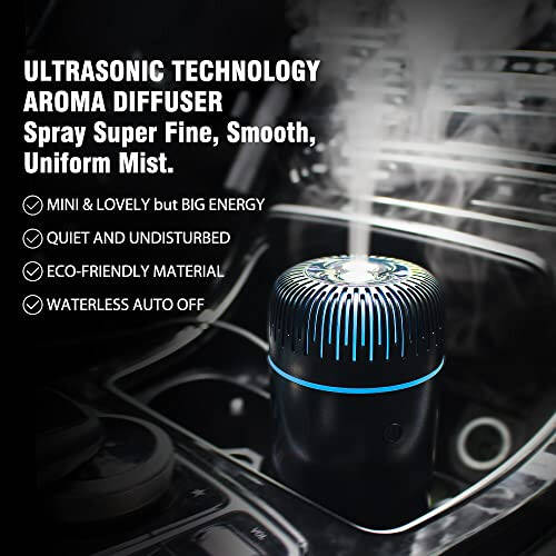Unee Car Diffusers – 100ml USB Mini Aromatherapy & Humidifier & Car Air Freshener for Essential Oils, Portable Auto & Home Use (Black) - 2