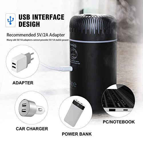 Unee Car Diffusers – 100ml USB Mini Aromatherapy & Humidifier & Car Air Freshener for Essential Oils, Portable Auto & Home Use (Black) - 4