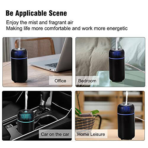 Unee Car Diffusers – 100ml USB Mini Aromatherapy & Humidifier & Car Air Freshener for Essential Oils, Portable Auto & Home Use (Black) - 5