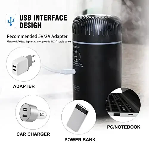 Unee Avtomobil Diffuzeri, USB 100ml Kichik Efir Moyi Namlagichi Ofis Xonasi uchun Aromaterapiya Diffuzerlari (Pushti) - 4