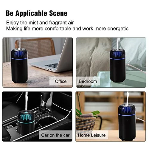 Unee Car Diffuser, USB Plug-in 100ml Mini Humidifier Essential Oil Diffuser Car Air Freshener Aromatherapy Diffuser (Black) - 5