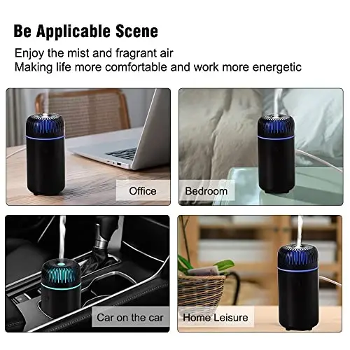Unee Upgrade Car Diffuser,90ml USB Rechargeable Aroma Essential Oil Aromatherapy Humidifier Diffuser(Built-in Battery Dark Grey Wood Grain) - 5