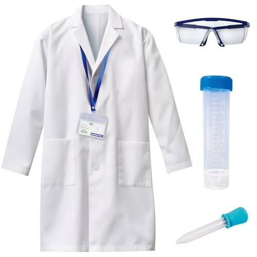 UNGLINGA Kids Lab Coat Doctor Scientist Costume with Science Goggles ID Card Test tube - 1