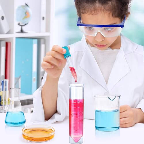 UNGLINGA Kids Lab Coat Doctor Scientist Costume with Science Goggles ID Card Test tube - 6