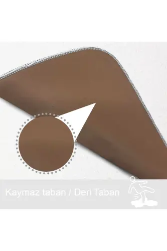 Unicolor Düz 3'lü Krem Banyo Paspası Halısı Seti Kaymaz Deri Tabanlı Yıkanabilir Klozet Takımı-Krem - 3