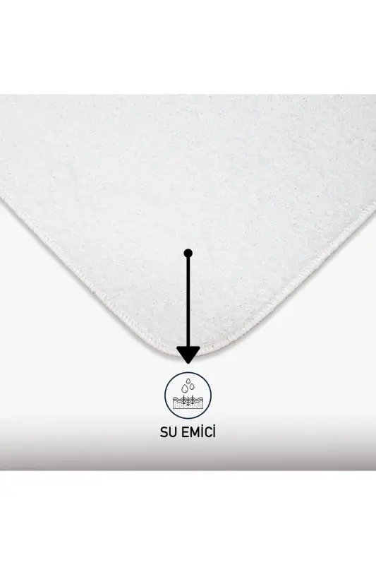 Unicolor Düz 3'lü Krem Banyo Paspası Halısı Seti Kaymaz Deri Tabanlı Yıkanabilir Klozet Takımı-Krem - 4