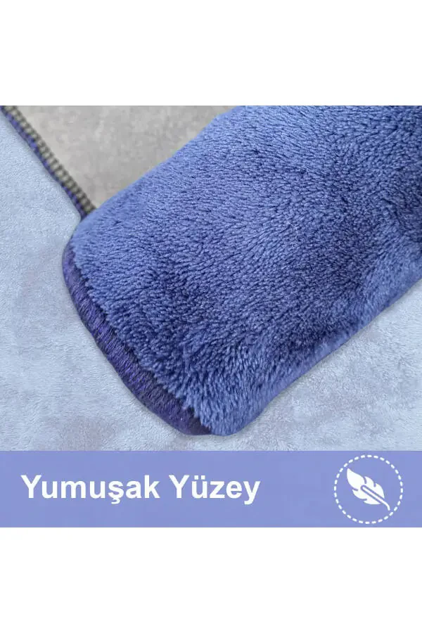 Unicolor Düz 3'lü Lacivert Banyo Paspası Seti Kaymaz Deri Tabanlı Makinede Yıkanabilir Klozet Takımı-Lacivert - 2